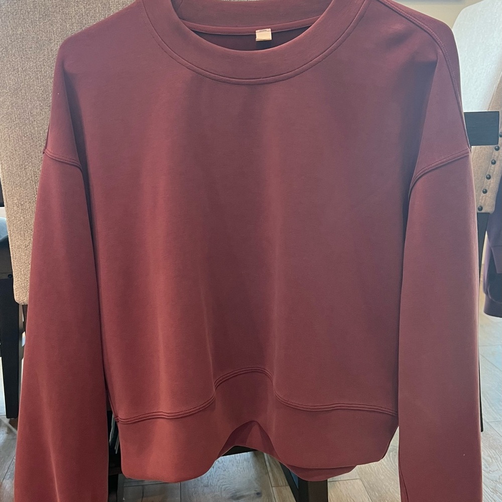 Lululemon Softstreme Perfectly Oversized Cropped Crew Mulled Wine 6